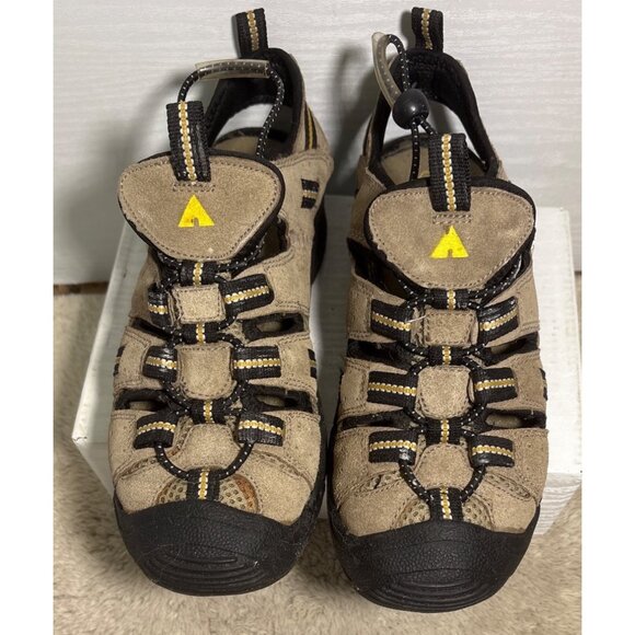 Airwalk Kids Sandals Size 2.5 Closed Toe Hiking Outdoor Shoes Tan Black Adjustab - Picture 3 of 12